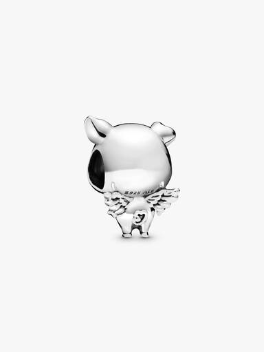 Pig with wings sterling silver charm