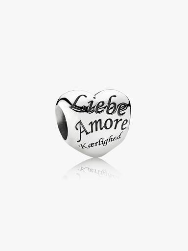 Heart silver charm with LOVE in dif. languages