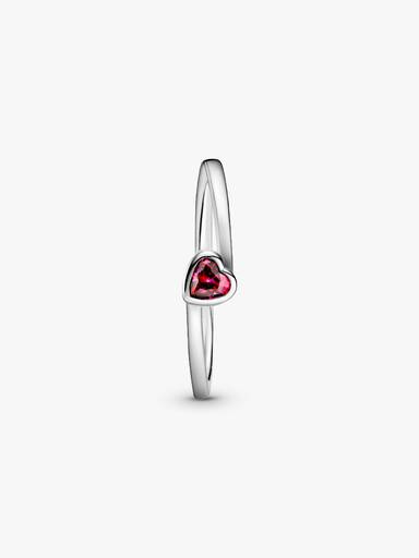 Anel Vermelho Tilted Coração Solitaire
