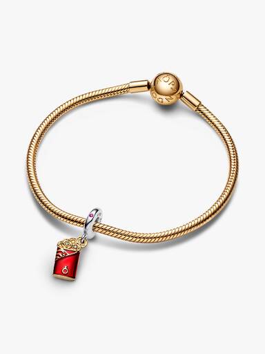 Charm pendente de envelope vermelho de dois tons
