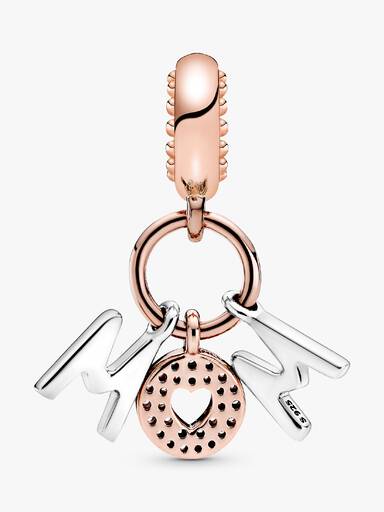 Mum 14k rose gold-plated and sterling silver dangle with clear cubic zirconia