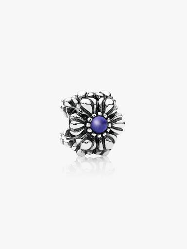 Birthstone flower September silver charm w. lapis lazuli