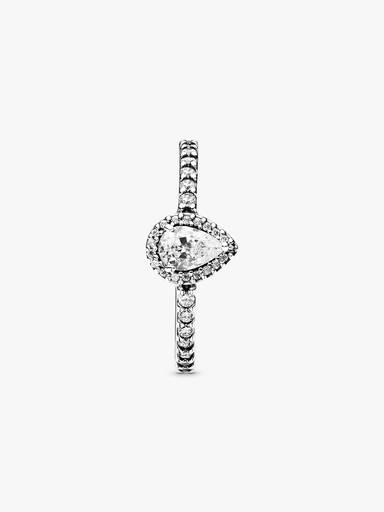 Silver ring with clear cubic zirconia
