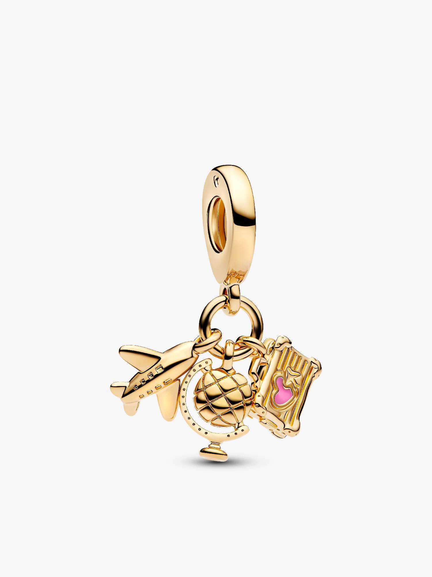 Charm pendente de avião, globo e mala