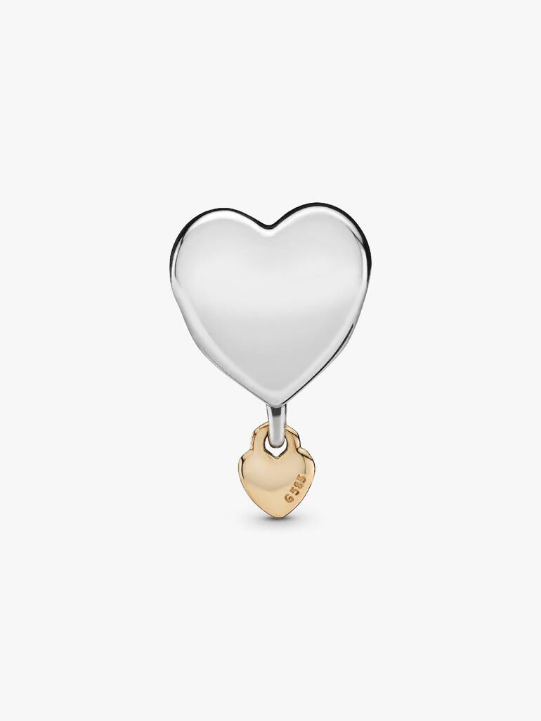 You & me heart silver charm with 14k
