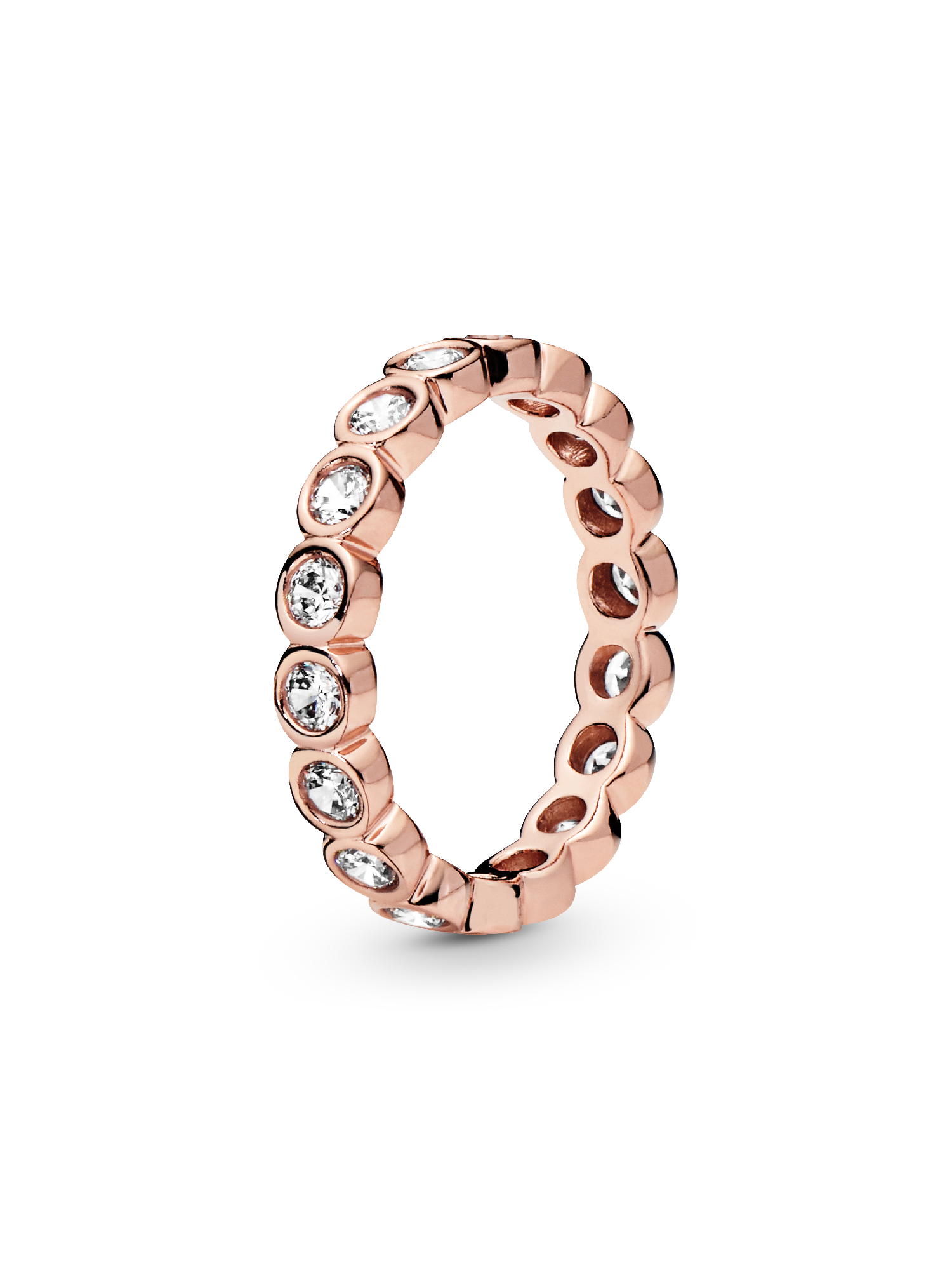 Large round PANDORA Rose eternity ring with clear cubic zirconia