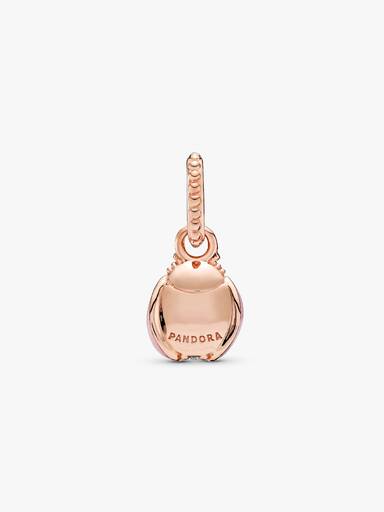 Ladybird 14k rose gold-plated pendant with clear cubic zirconia, black crystal and pink enamel