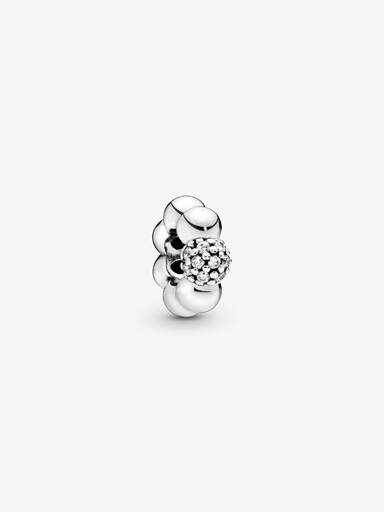 Sterling silver spacer with clear cubic zirconia