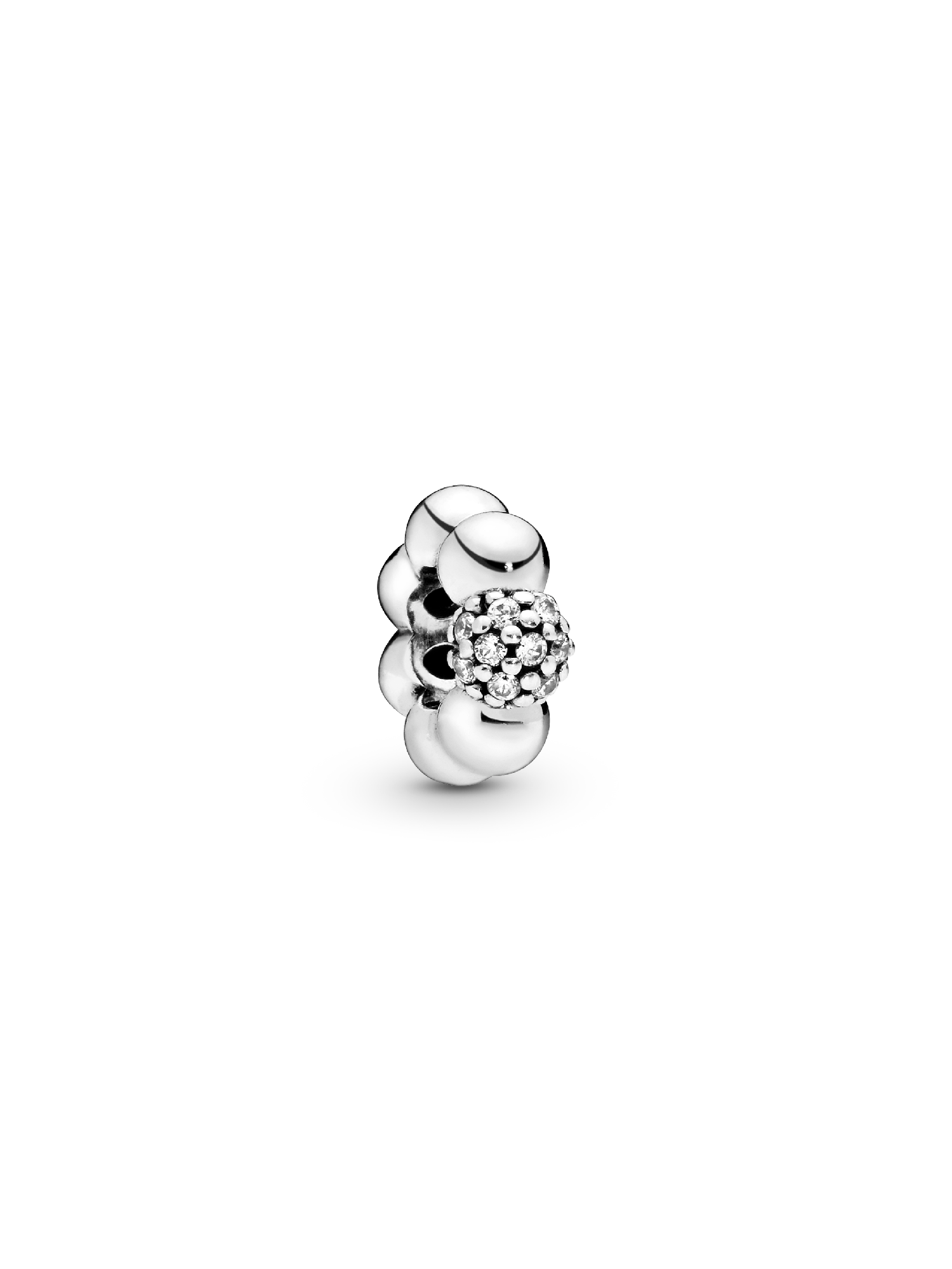 Sterling silver spacer with clear cubic zirconia