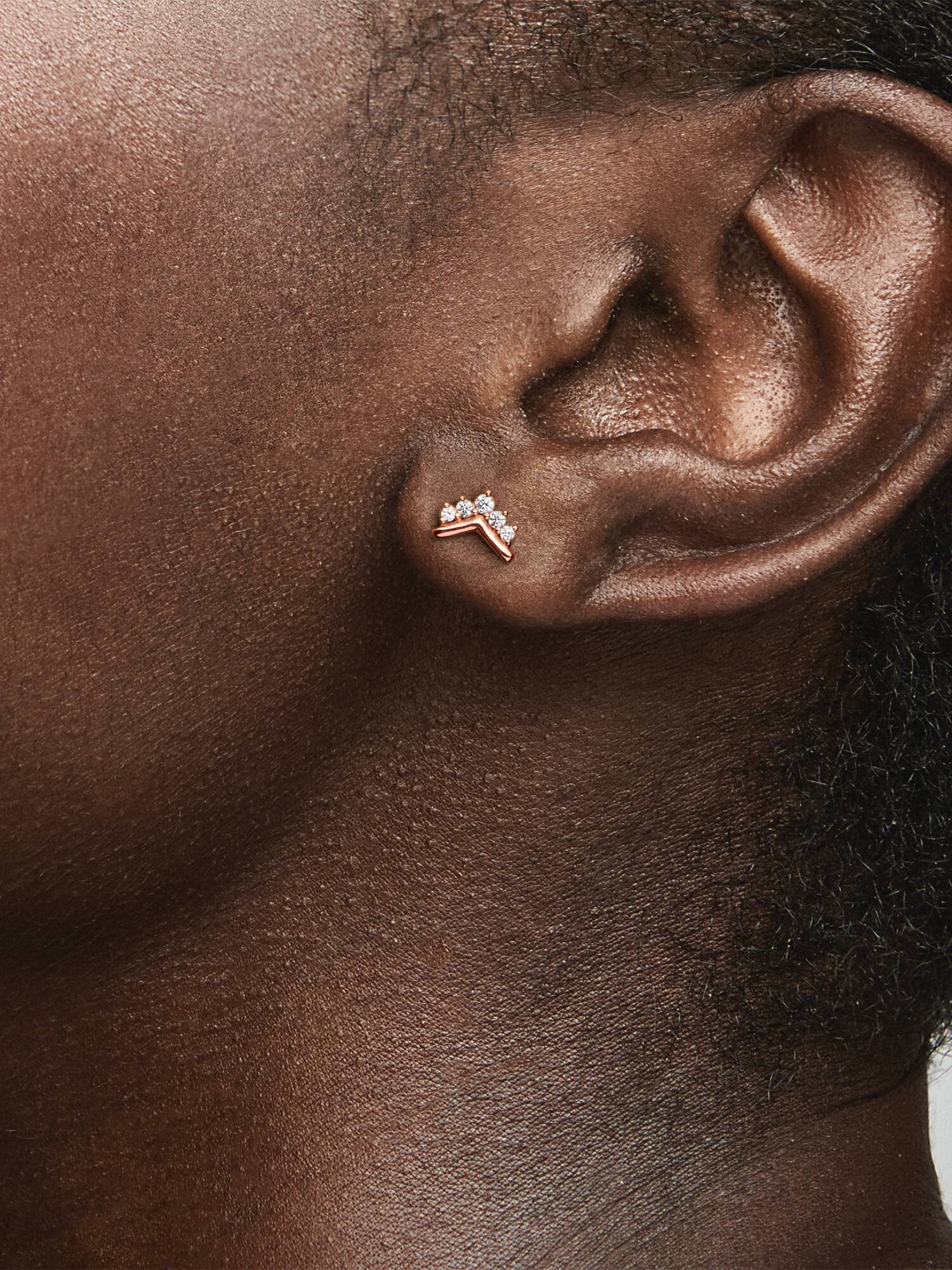 Tiara wishbone 14k rose gold-plated stud earrings with clear cubic zirconia