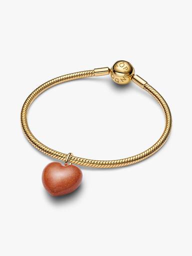 Charm Pendente de Coração Curvo Laranja