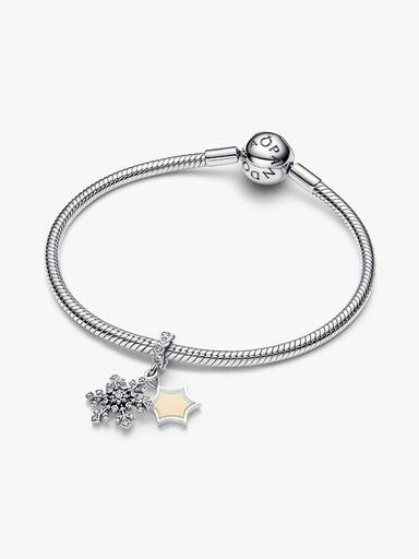 Charm pendente duplo em floco de neve fruta-cor