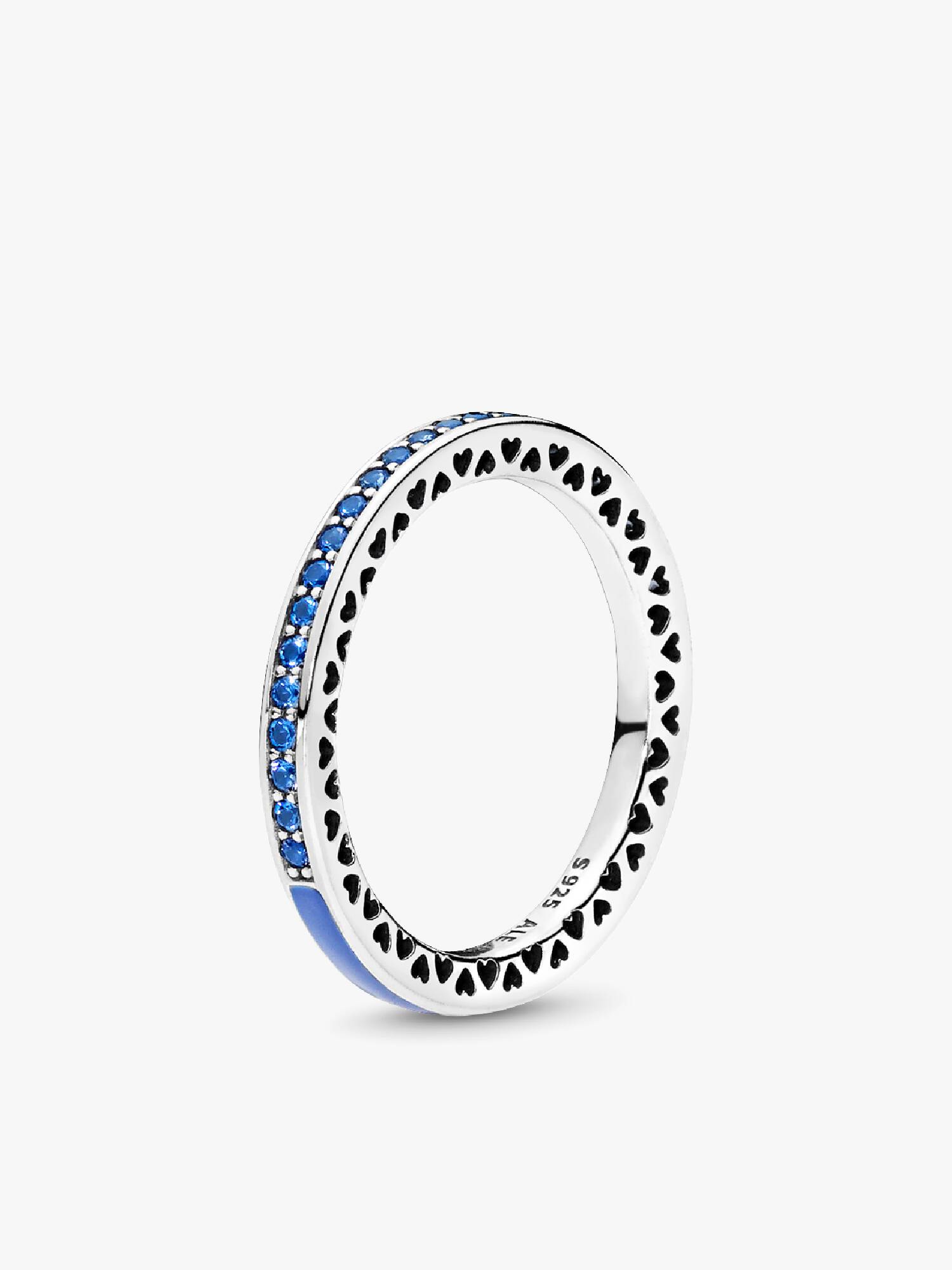 Silver ring with royal blue crystal and blue enamel