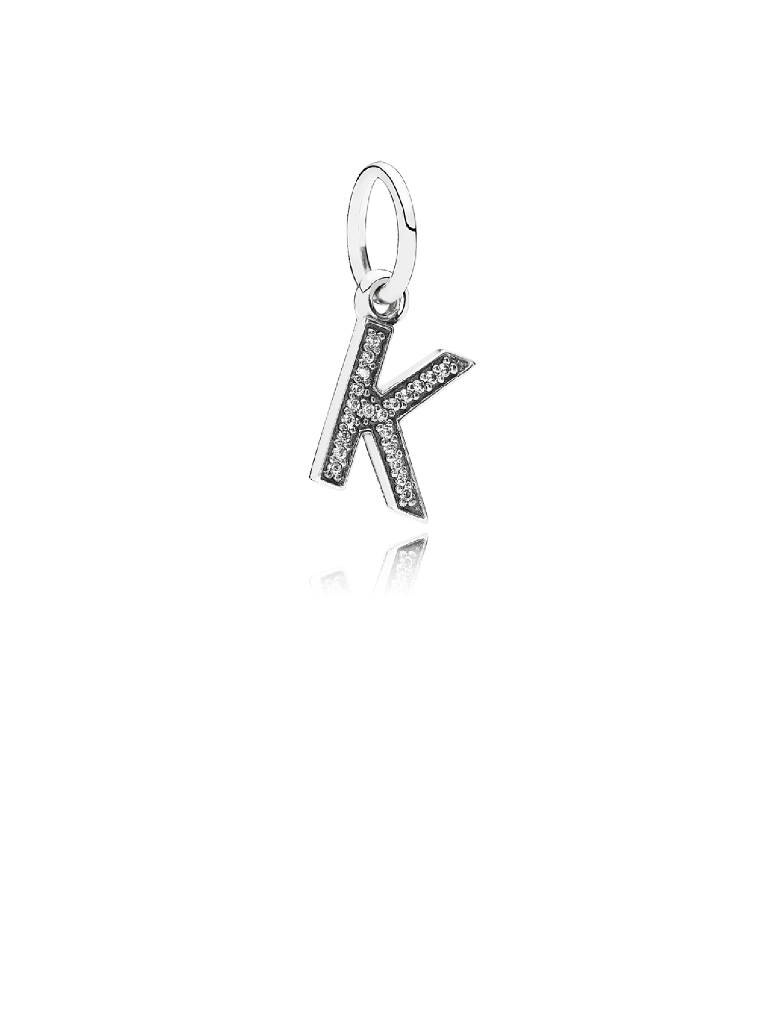 Letter K silver dangle with cubic zirconia
