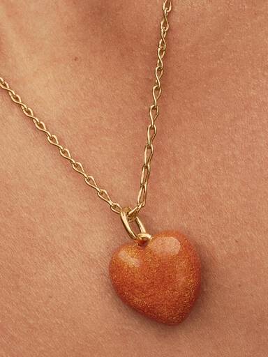 Charm Pendente de Coração Curvo Laranja