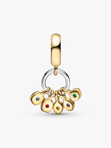 Marvel Infinity 14k gold-plated and sterling silver dangle with royal green, royal blue, salsa red, royal purple, honey coloured and blazing