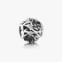 Openwork floral silver charm with cubic zirconia and black enamel Openwork floral silver charm with cubic zirconia and black enamel