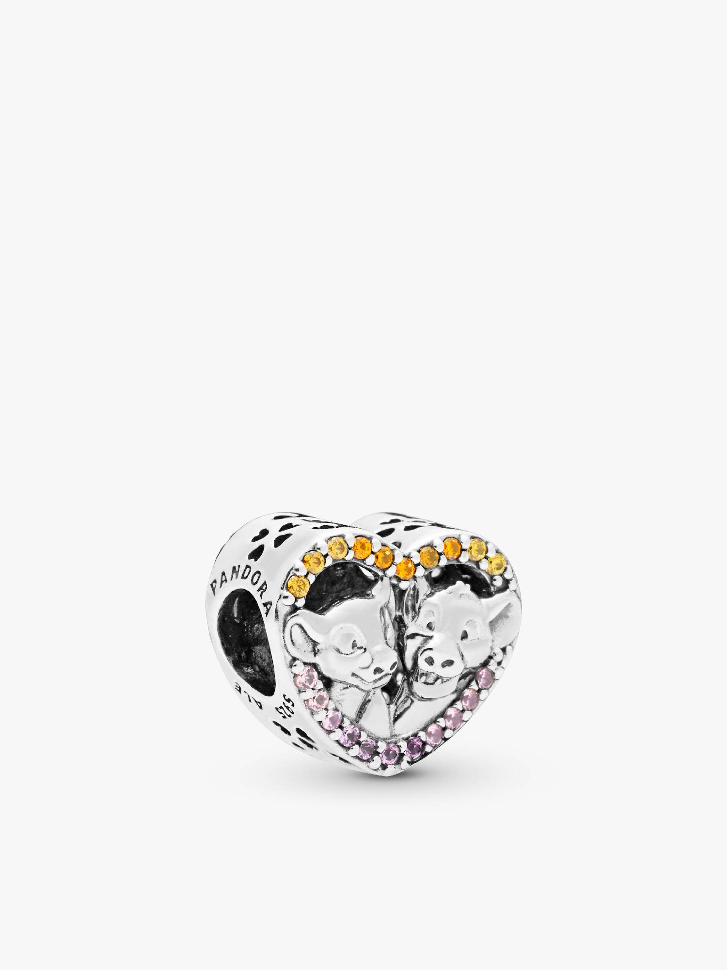 Charm En Prata de Lei Coração Simba e Nala