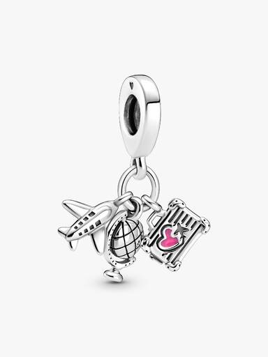 Charm pendente de avião, globo e mala