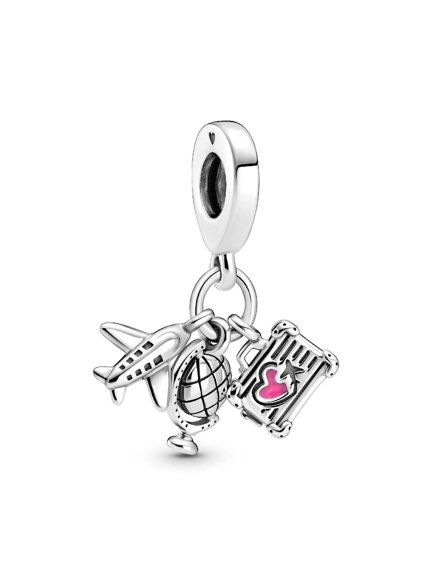 Charm pendente de avião, globo e mala
