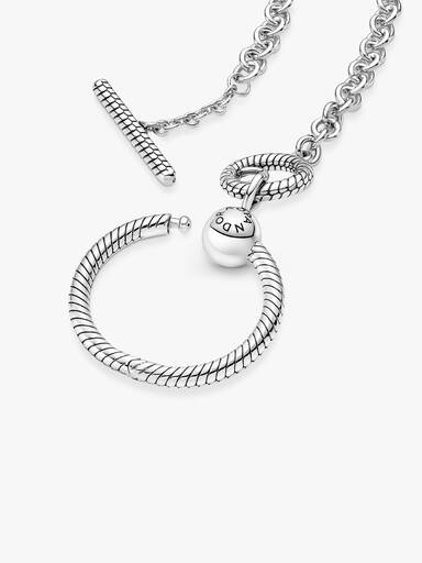 T-bar O-pendant sterling silver necklace
