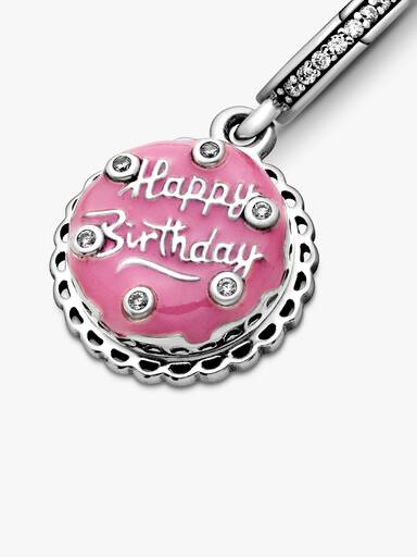 Charm Pendente Bolo de Aniversário Rosa