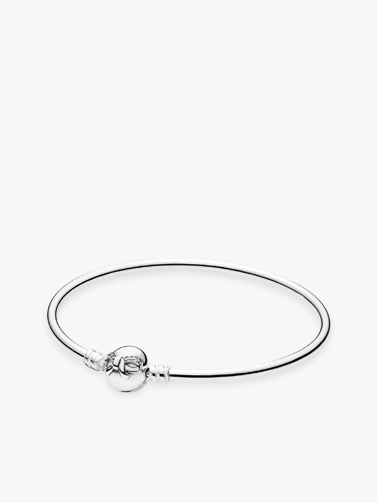 Bow silver bangle with clear cubic zirconia