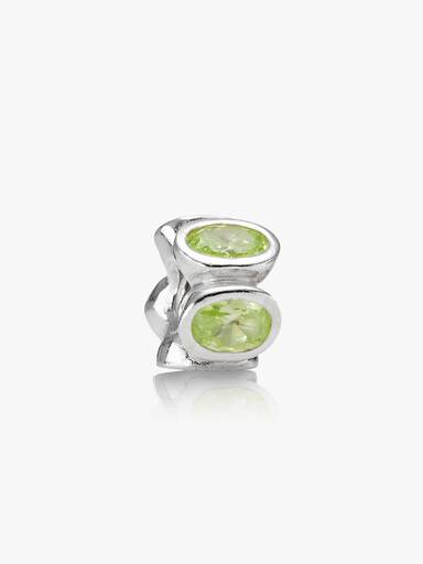 Abstract silver charm with cubic zirconia