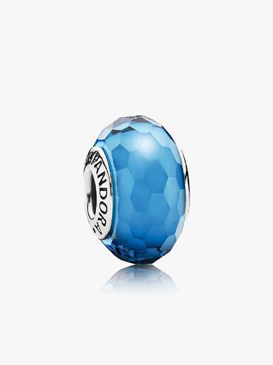 Abstract faceted silver charm with turquoise murano glass