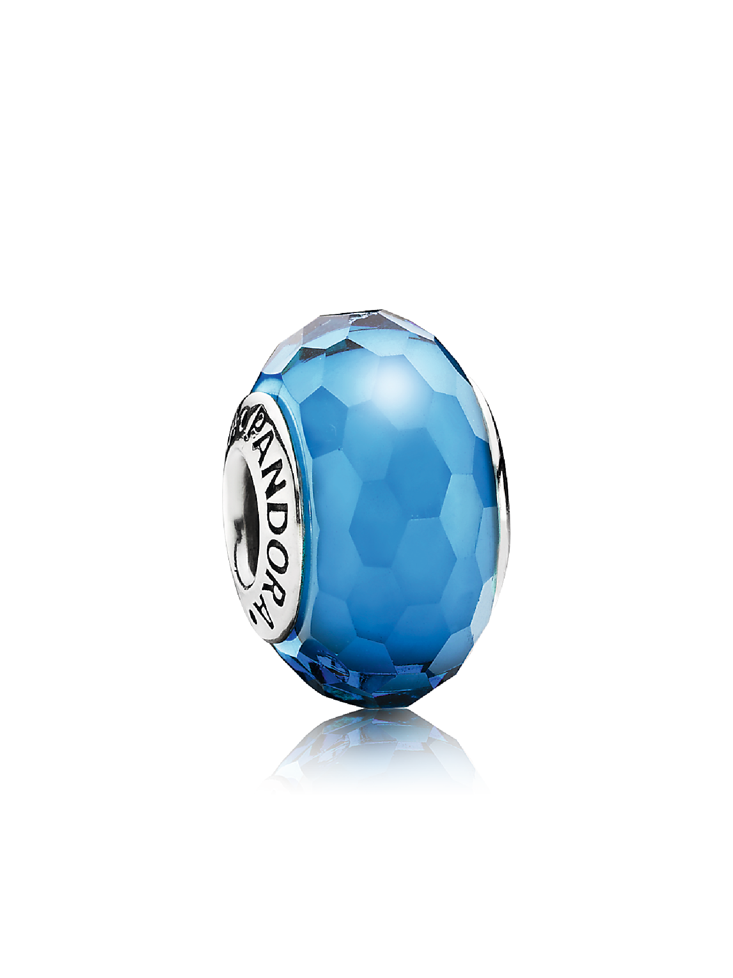 Abstract faceted silver charm with turquoise murano glass
