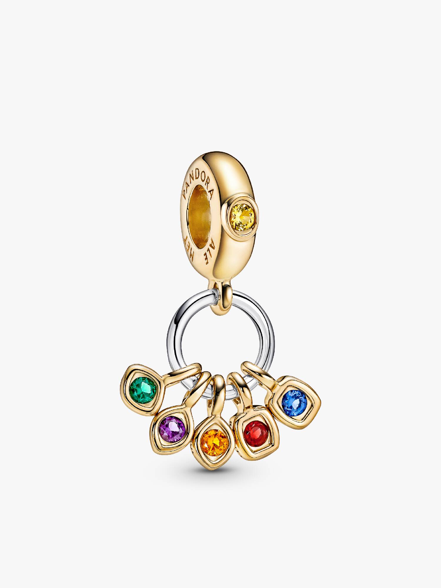 Marvel Infinity 14k gold-plated and sterling silver dangle with royal green, royal blue, salsa red, royal purple, honey coloured and blazing