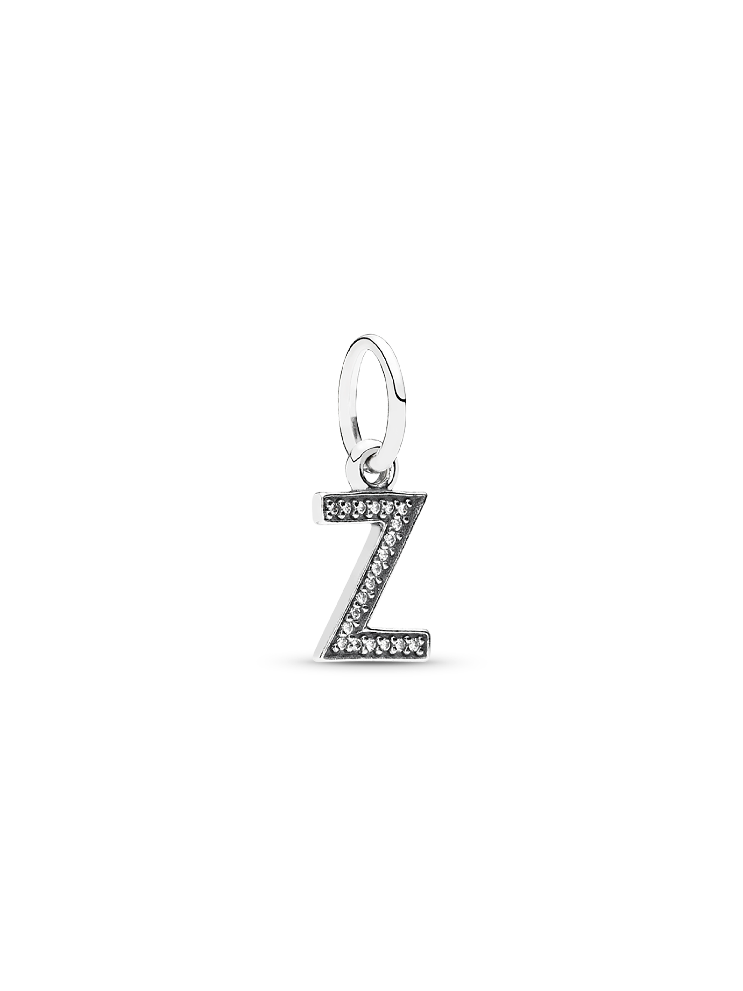 Letter Z silver dangle with cubic zirconia
