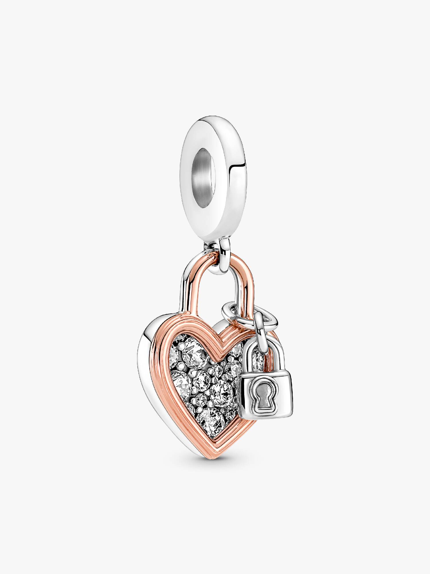 Charm Pendente Duplo Cadeado e Coração