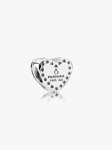 Heart gift box silver charm with 14k and cubic zirconia