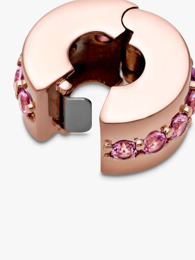 14k Rose gold-plated clip with synthetic pink sapphire