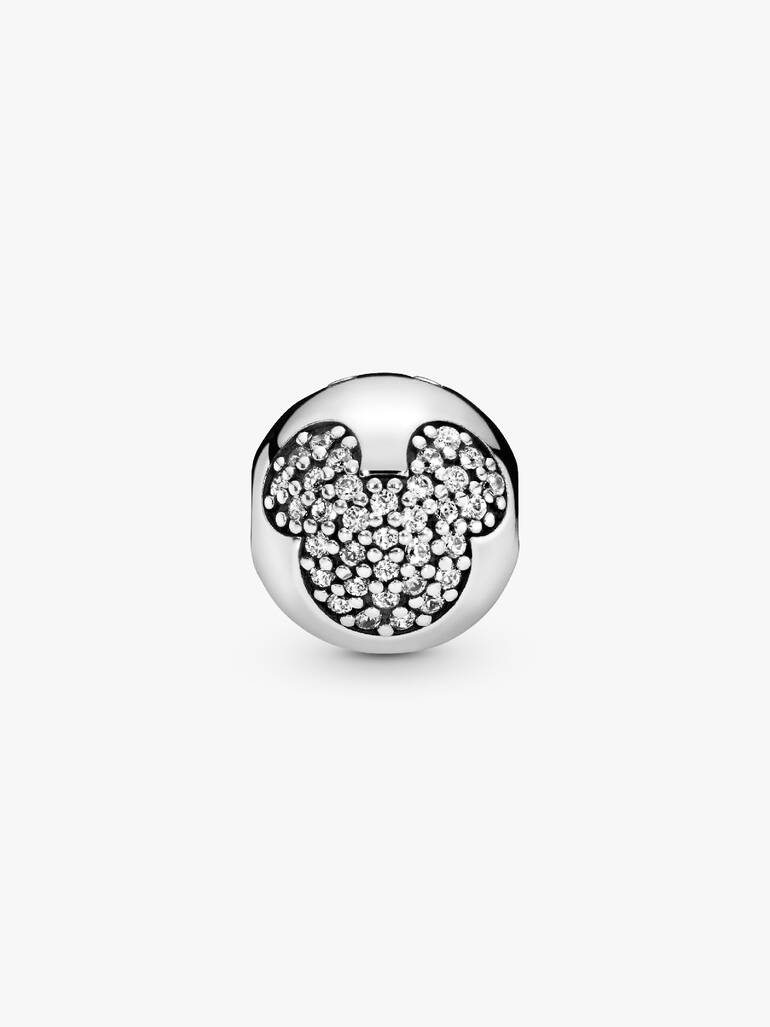 Disney Mickey silver clip with cubic zirconia