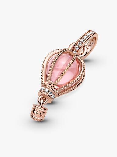 Charm Pendente Balão de Ar Quente Rosa Brilhante