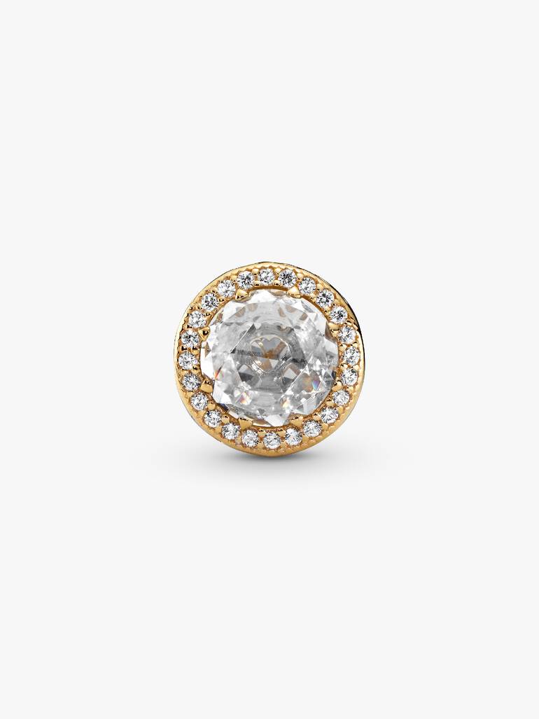 Abstract charm in 14k with clear cubic zirconia