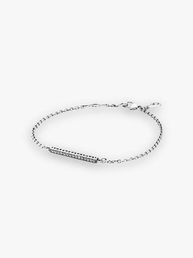 Silver bracelet with clear cubic zirconia