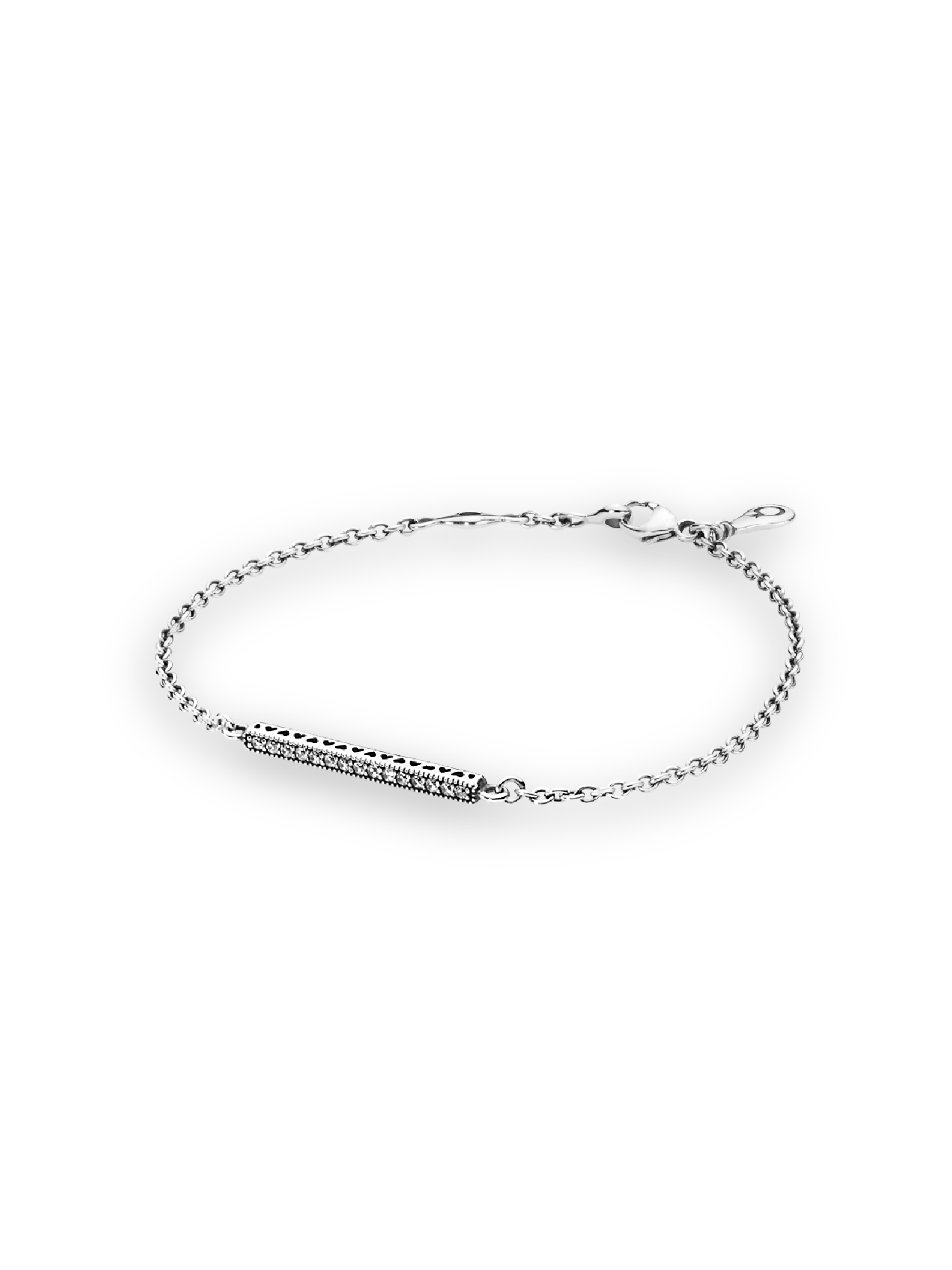 Silver bracelet with clear cubic zirconia