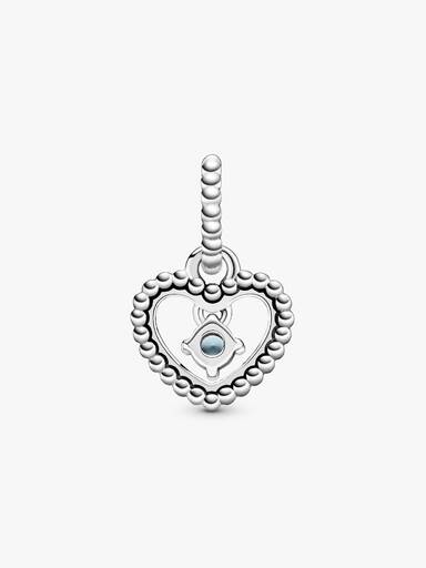 Heart sterling silver dangle with water blue crystal
