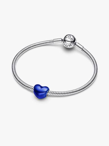 Charm de coração azul metalizado