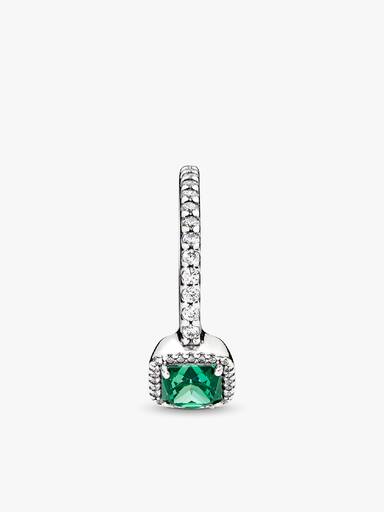 Silver ring with green and clear cubic zirconia