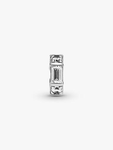 Ice cube silver spacer with clear cubic zirconia