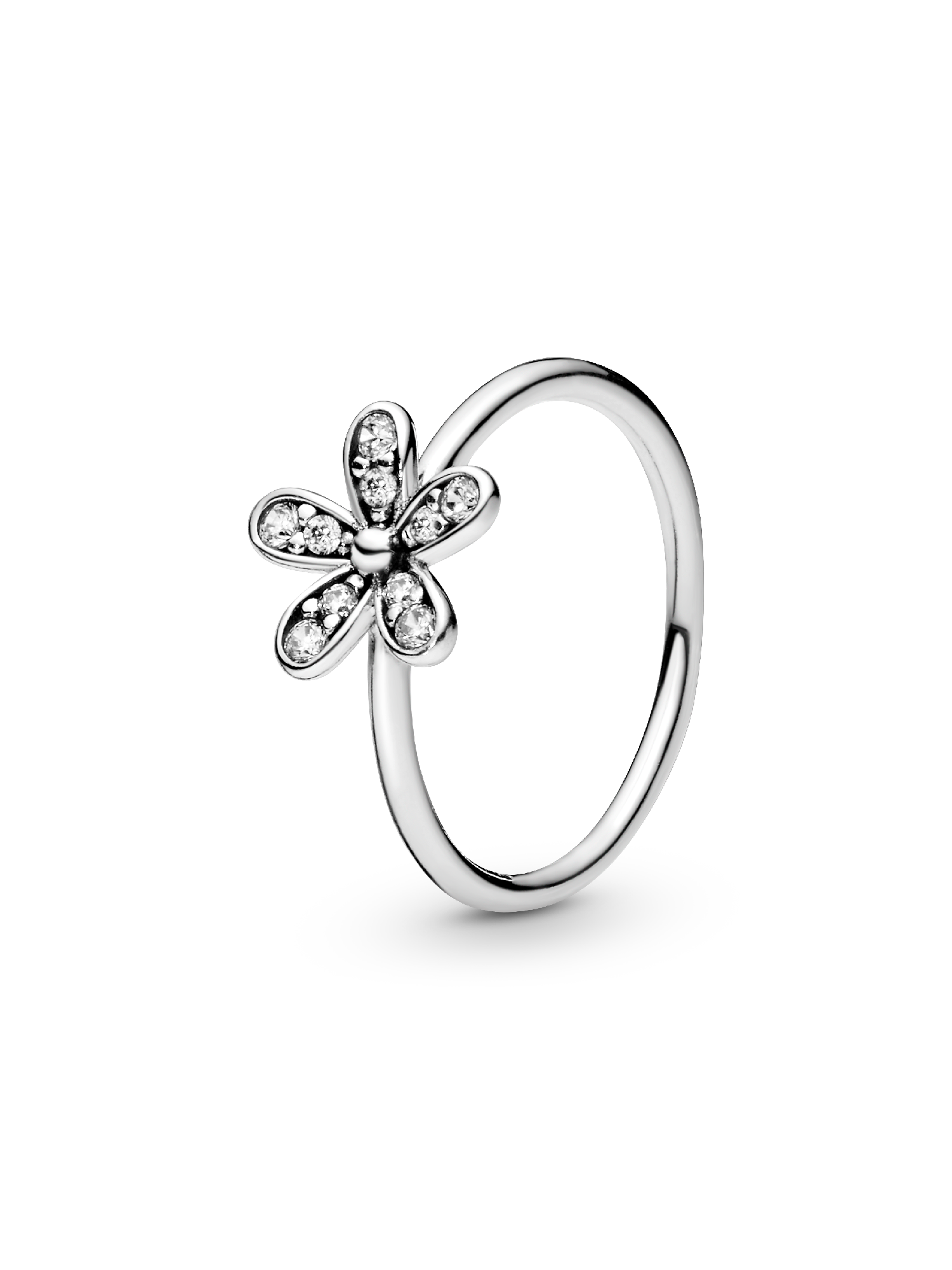 Daisy silver ring with cubic zirconia
