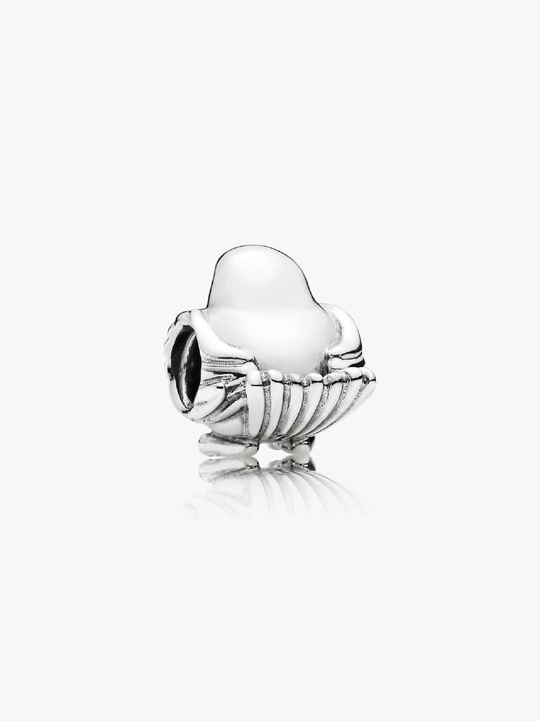 Robin silver charm with red and clear cubic zirconia