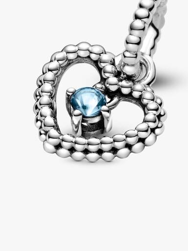 Heart sterling silver dangle with water blue crystal