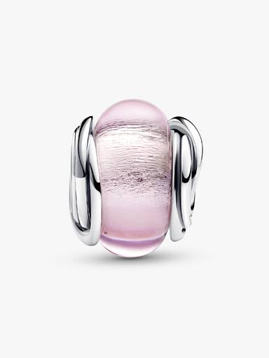Charm de Vidro de Murano Rosa Circulado