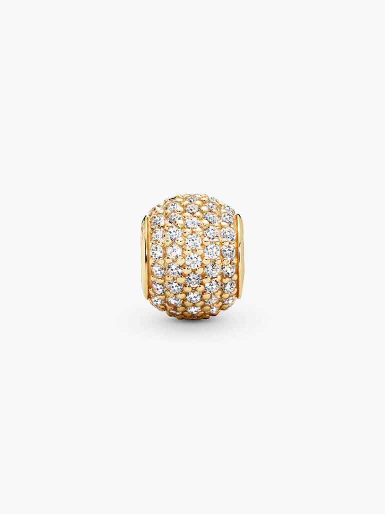 Abstract pave gold charm with cubic zirconia