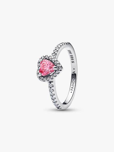 Anel Coração Rosa Elevado
